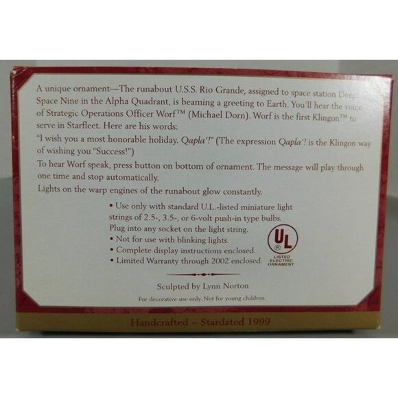 440/1350 Hallmark Keepsake Ornament ~ Runabout - U.S.S. Rio Grande 1999 ~ Star T - Picture 4 of 4